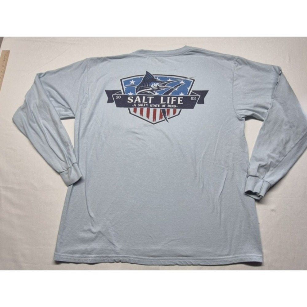 Salt Life Men's Marlin State of Mind light Blue Pocket Long Sleeve T-Shirt - Lg
